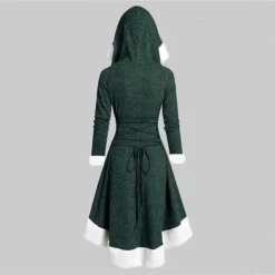 Women's Christmas Hoodie Dress Vintage Dress Midi Dress Green Black Wine Red Gray Long Sleeve Pure Color Patchwork Winter Fall Hooded Vacation Vintage 2022 S M L XL XXL 3XL -HANs Plus Size Style Shop aayyei1667275375449