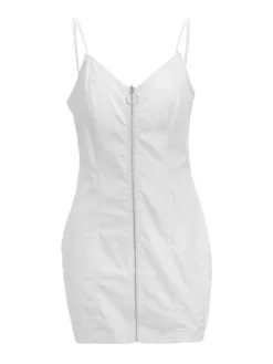 Women's Sheath Dress Mini Dress Black White Red Sleeveless Pure Color Zipper Spring Summer Spaghetti Strap Stylish Party 2022 XS S M L XL XXL 3XL -HANs Plus Size Style Shop acpibe1638356119793