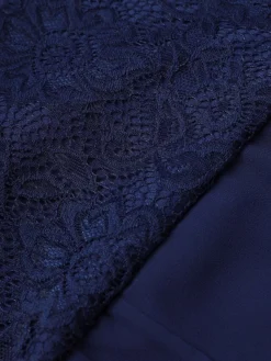 Women‘s Plus Size Curve Work Dress Chiffon Dress Swing Dress Solid Color Long Dress Maxi Dress 3/4 Length Sleeve Lace Layered V Neck Fashion Outdoor Wine Dark Blue Summer Spring L XL XXL 3XL 4XL -HANs Plus Size Style Shop adgyrj1681974999146