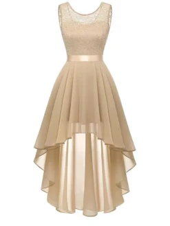 Women‘s Plus Size Curve Black Dress Easter Dress Lace Sleeveless Party Dress Solid Color Crew Neck Spring Fall Prom Dress Maxi Dress Party Club Dress Dress -HANs Plus Size Style Shop ahnobt1650968944969