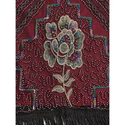 Women's Retro 1920s Fringe Dress Midi Dress Party Halloween Sequins Tassel Fringe Floral V Neck Sleeveless Regular Fit Spring Fall 2023 Black Red S M L XL -HANs Plus Size Style Shop aiapwd1692849482823