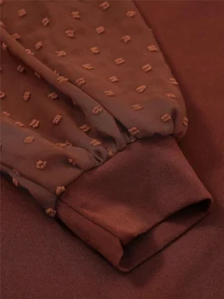 Women's Casual Dress Swing Dress Plain Dress Midi Dress Mesh Daily Date Going Out Fashion Basic V Neck Long Sleeve 2023 Slim Black Brown Green Color S M L XL Size -HANs Plus Size Style Shop aipbov1691991907646