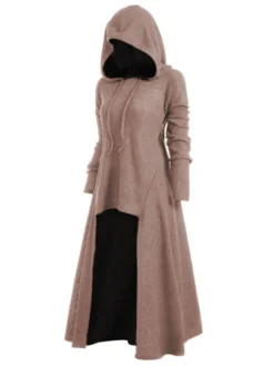 Women‘s Plus Size Curve Hoodie Dress Solid Color Hooded Long Sleeve Winter Fall Stylish Casual Maxi Long Dress Daily Holiday Dress -HANs Plus Size Style Shop alohgl1630656364926