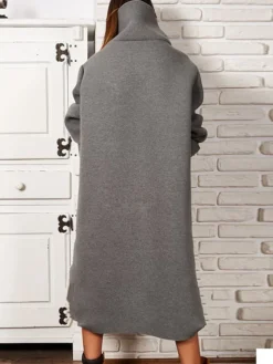 Women's Sweatshirt Dress Casual Dress Midi Dress Fashion Daily Outdoor Vacation Going Out Turtleneck Pocket Solid Color Regular Fit Black Yellow Purple S M L XL XXL -HANs Plus Size Style Shop amhzrg1697541678435