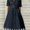 Women's Denim Dress Maxi Long Dress Denim Sexy Casual Daily Vacation V Neck Lace Ruched Short Sleeve Summer Spring 2023 Regular Fit Dusty Blue Floral Print S M L XL XXL