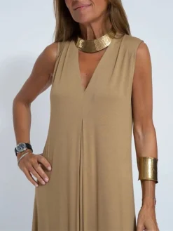 Women's Casual Dress Black Dress White Dress Long Dress Maxi Dress Ruched Split Outdoor Daily Vacation Fashion Modern V Neck Sleeveless 2023 Regular Fit Black White Green Color S M L XL XXL Size -HANs Plus Size Style Shop apeqhk1686650621731