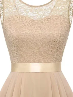 Women‘s Plus Size Curve Black Dress Easter Dress Lace Sleeveless Party Dress Solid Color Crew Neck Spring Fall Prom Dress Maxi Dress Party Club Dress Dress -HANs Plus Size Style Shop asflxc1650968945599