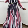 Women‘s Plus Size Curve Swing Dress Color Gradient Crew Neck Long Sleeve Fall Winter Casual Maxi Long Dress Daily Vacation Dress