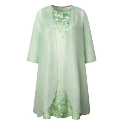 Women's Plus Size Curve Two Piece Dress Floral Round Neck Print 3 4 Length Sleeve Spring Summer Casual Knee Length Dress Casual Daily Dress -HANs Plus Size Style Shop baxgfy1660807120043