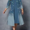 Women's Plus Size Curve Casual Dress Dress Set Two Piece Dress Floral Midi Dress 3/4 Length Sleeve Print Crew Neck Fashion Outdoor Navy Blue Fuchsia Fall Winter L XL XXL 3XL 4XL