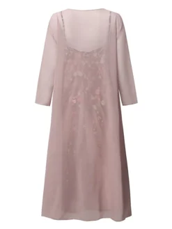 Women‘s Plus Size Curve Two Piece Dress Casual Dress Floral V Neck Maxi Dress Print Half Sleeve Fall Spring Dress Casual Daily Vacation Dress -HANs Plus Size Style Shop bfvgav1697010994971