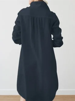 Women's Plus Size Curve Shirt Dress Casual Dress Solid Color Midi Dress Long Sleeve Ruched Shirt Collar Fashion Outdoor White Brown Fall Winter L XL XXL 3XL 4XL -HANs Plus Size Style Shop bkimgw1693970748172