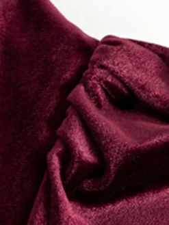 Women's Casual Dress Velvet Dress Plain Dress Mini Dress Ruched Pleated Party Holiday Date Vintage Elegant Square Neck Long Sleeve 2023 Slim Black Pink Wine Color S M L XL Size -HANs Plus Size Style Shop bkuwlj1692340915327