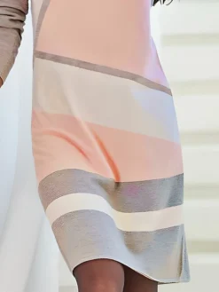 Women's Casual Dress Winter Dress Sweatshirt Dress Geometric Color Block Print Crew Neck Mini Dress Fashion Streetwear Outdoor Daily Long Sleeve Loose Fit Pink Fall Winter S M L XL XXL -HANs Plus Size Style Shop bmbrix1694602872774