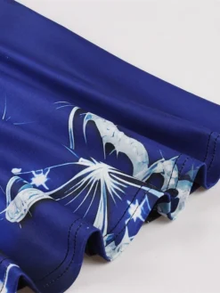 Women's Plus Size Retro 1950s Vintage Dress Midi Dress Daily Holiday Backless Print Floral Spaghetti Strap Sleeveless Regular Fit Spring Fall 2023 Blue XL XXL 3XL 4XL -HANs Plus Size Style Shop bqandd1693533790153