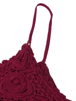 Women‘s Plus Size Curve Strap Casual Dress Solid Color V Neck Lace Sleeveless Spring Summer Dress Mini Dress Daily Fashion Loose Fit -HANs Plus Size Style Shop bslfak1693304489678