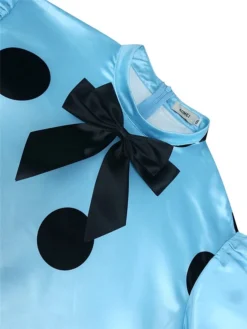 Women‘s Plus Size Curve Party Dress Cocktail Dress Wedding Guest Dress Midi Dress Blue Short Sleeve Polka Dot Patchwork Summer Spring Fall Stand Collar Fashion Wedding Guest Vacation 2023 -HANs Plus Size Style Shop bsqrsd1691042900571