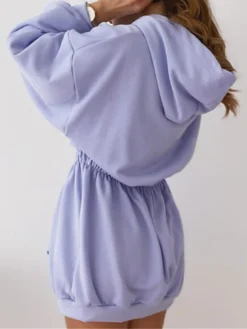 Women's Casual Dress Hoodie Dress Mini Dress Active Daily Outdoor Holiday Vacation Hoodie Pocket Solid Color Regular Fit Black White Pink S M L XL XXL -HANs Plus Size Style Shop bugthi1695027797221