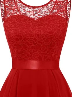 Women‘s Plus Size Curve Black Dress Easter Dress Lace Sleeveless Party Dress Solid Color Crew Neck Spring Fall Prom Dress Maxi Dress Party Club Dress Dress -HANs Plus Size Style Shop bvjtvy1650968942435