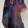 Women‘s Sweatshirt Dress Winter Dress Mini Dress Purple Long Sleeve Color Gradient Print Winter Fall Crew Neck Casual Fall Dress Loose Fit 2022 S M L XL XXL 3XL