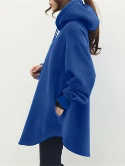 Women's Casual Dress Hoodie Dress Winter Dress Mini Dress Ruched Outdoor Street Daily Fashion Streetwear Hooded Long Sleeve 2023 Loose Fit Black Royal Blue Gray Color S M L XL XXL Size -HANs Plus Size Style Shop bwdgpe1694510112269