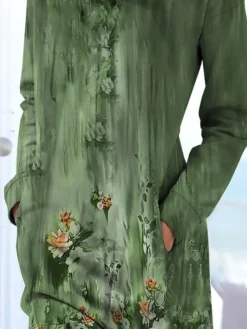 Women's Casual Dress Sweatshirt Dress Print Dress Floral Pocket Print Crew Neck Mini Dress Fashion Classic Daily Vacation Long Sleeve Loose Fit Green Fall Winter S M L XL XXL -HANs Plus Size Style Shop bxpeus1693991164764