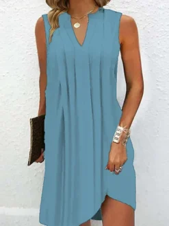 Women's Casual Dress Tank Dress Summer Dress Mini Dress Ruched Street Daily Date Basic Modern V Neck Sleeveless 2023 Regular Fit Black White Blue Color S M L XL XXL Size -HANs Plus Size Style Shop bxxumg1683191505399