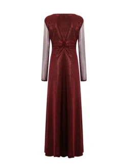 Women's Plus Size Curve Party Dress Sheath Dress Burgundy Dress Solid Color Plain Long Dress Maxi Dress Long Sleeve V Neck Fashion Party Black Wine Fall Winter L XL XXL 3XL 4XL -HANs Plus Size Style Shop cbyknp1695018860512