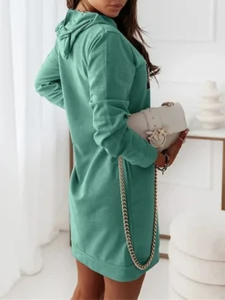 Women's Winter Dress Casual Dress Hoodie Dress Mini Dress Black Blue Green Long Sleeve Letter Print Fall Winter Autumn Hooded Stylish Fall Dress 2023 S M L XL 2XL 3XL -HANs Plus Size Style Shop ccmaiv1659610671377