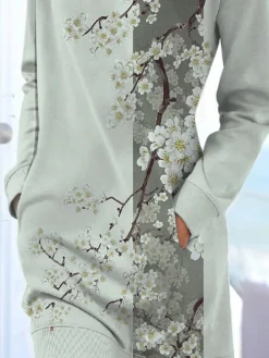 Women's Casual Dress Sweatshirt Dress Print Dress Floral Pocket Print Crew Neck Mini Dress Fashion Classic Daily Vacation Long Sleeve Loose Fit Gray Fall Winter S M L XL XXL -HANs Plus Size Style Shop ccqzhx1693991190058