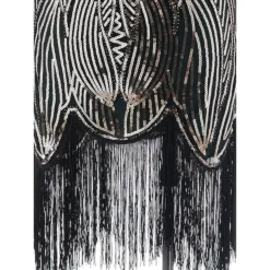 Women's Retro 1920s Fringe Dress Midi Dress Party Halloween Sequins Tassel Fringe Leaf Deep U Sleeveless Regular Fit Spring Fall 2023 Silver Black S M L XL -HANs Plus Size Style Shop cdfugx1692858235851