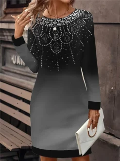 Women's Casual Dress Sweatshirt Dress Mini Dress Active Fashion Outdoor Holiday Vacation Crew Neck Print Floral Loose Fit Blue Purple Orange S M L XL XXL -HANs Plus Size Style Shop cenpje1695195912930