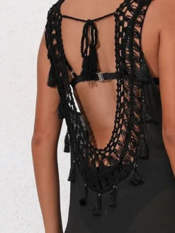 Women's Cover Up Beach Dress Beach Wear Midi Dress Backless Cut Out Basic Casual Plain V Neck Sleeveless Loose Fit Outdoor Daily Black White 2023 Spring Summer S M L XL -HANs Plus Size Style Shop cicqki1674988949062