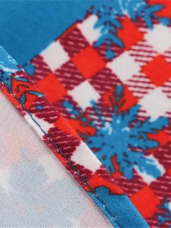 Women's Christmas Swing Dress Vintage DressKnee Length Dress Blue Red Navy Blue Black Long Sleeve Plaid Santa Claus Elk Bow Print Fall Winter V Neck Vacation Vintage 2022 S M L XL XXL 3XL -HANs Plus Size Style Shop cjixsw1665293393269