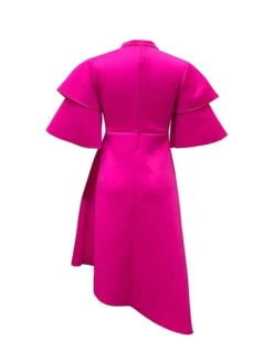 Women‘s Plus Size Curve Party Dress Solid Color Crew Neck Half Sleeve Spring Fall Elegant Modern Maxi Long Dress Formal Party Dress -HANs Plus Size Style Shop cpbtje1669704983831