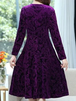 Women's Christmas Dress Casual Dress Velvet Dress Midi Dress Pocket Outdoor Christmas Street Fashion Elegant V Neck Long Sleeve 2023 Loose Fit Black Wine Blue Color XL XXL 3XL 4XL 5XL Size -HANs Plus Size Style Shop ctagmm1695207032907
