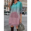 Women's Casual Dress Hoodie Dress Winter Dress Ombre Button Print Hooded Mini Dress Fashion Streetwear Outdoor Daily Long Sleeve Regular Fit Pink Red Fall Winter S M L XL XXL