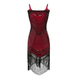 Women's Retro 1920s Fringe Dress Midi Dress Party Halloween Sequins Tassel Fringe Geometric Spaghetti Strap Sleeveless Regular Fit Spring Fall 2023 Silver Black S M L XL -HANs Plus Size Style Shop cwicxj1692615914871