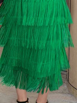 Women‘s Plus Size Curve Party Dress Solid Color Off Shoulder Short Sleeve Spring Fall Elegant Formal Midi Dress Formal Party Dress Fringe Dress -HANs Plus Size Style Shop dksape1665286674337