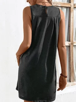 Women's Casual Dress Tank Dress Summer Dress Mini Dress Ruched Outdoor Daily Date Fashion Streetwear Crew Neck Sleeveless 2023 Regular Fit Black Wine Navy Blue Color S M L XL Size -HANs Plus Size Style Shop dorsqv1686045532482