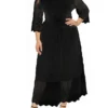 Women‘s Plus Size Curve Prom Dress Party Dress Lace Dress Long Dress Maxi Dress Black 3/4 Length Sleeve Pure Color Lace Summer Spring Fall Square Neck Fashion Winter Dress Birthday Evening