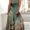 Women‘s Plus Size Curve Casual Dress Swing Dress Strap Dress Graphic Floral Long Dress Maxi Dress Sleeveless Print Strap Romantic Daily Blue Green Summer Spring L XL XXL 3XL 4XL