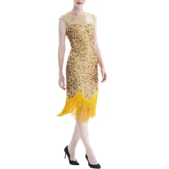 Women's Retro 1920s Fringe Dress Midi Dress Party Halloween Sequins Tassel Fringe Geometric Crewneck Sleeveless Regular Fit Spring Fall 2023 Black Pink S M L XL -HANs Plus Size Style Shop dxvwya1692856764675