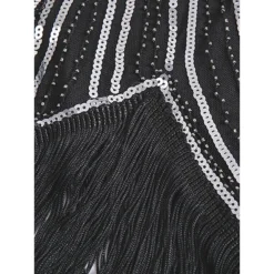 Women's Retro 1920s Fringe Dress Midi Dress Party Holiday Sequins Tassel Fringe Geometric Crewneck Short Sleeve Regular Fit Spring Fall 2023 Silver Black XS S M L -HANs Plus Size Style Shop dyceyj1692674897619
