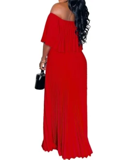 Women‘s Plus Size Curve Party Dress Pure Color Off Shoulder Half Sleeve Spring Fall Elegant Prom Dress Maxi Long Dress Party Dress -HANs Plus Size Style Shop ebaldo1663320363169