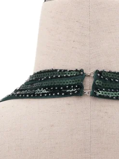 Women's Retro 1920s Sequin Dress Mini Dress Party Halloween Sequins Patchwork Floral Halter Neck Sleeveless Regular Fit Spring Fall 2023 Black Green S M L XL -HANs Plus Size Style Shop eghald1693212158041