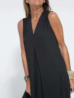 Women's Casual Dress Black Dress White Dress Long Dress Maxi Dress Ruched Split Outdoor Daily Vacation Fashion Modern V Neck Sleeveless 2023 Regular Fit Black White Green Color S M L XL XXL Size -HANs Plus Size Style Shop ejnbib1686650623706