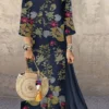 Women's Plus Size Holiday Dress Floral Crew Neck Print 3/4 Length Sleeve Fall Spring Casual Maxi Long Dress Causal Daily Dress / Linen