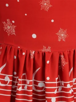 Women's Christmas Swing Dress Vintage DressKnee Length Dress Blue Wine Red Light BlueShort Sleeve Santa Claus Snowman Tree Print Fall Winter Square Neck Vintage Elegant Slim 2022 S M L XL -HANs Plus Size Style Shop ejxqgp1665475230597