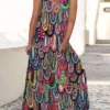 Women‘s Plus Size Curve Casual Dress Swing Dress Strap Dress Graphic Long Dress Maxi Dress Sleeveless Print Strap Romantic Daily Purple Summer Spring L XL XXL 3XL 4XL